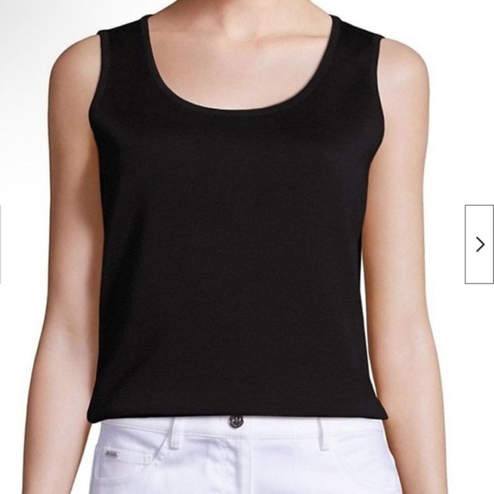 St. John Collection Caviar Black Knit Sleeveless Top Size S